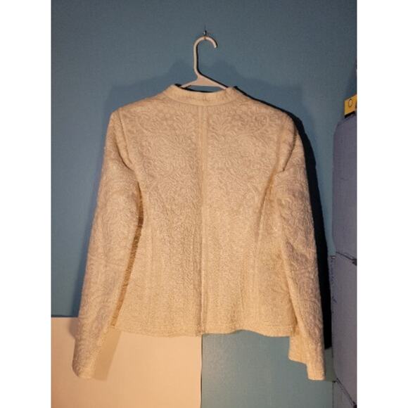 Linda Allard Ellen Tracy White Linen Embroidered Womens Blazer Jacket Size 8 - Picture 8 of 10